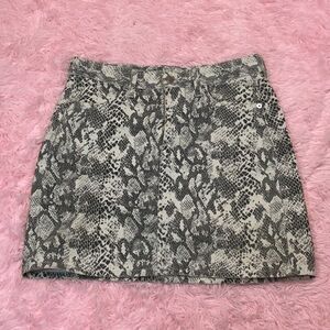 & denim denim snake print skirt